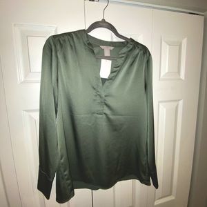 Sage green satin blouse top